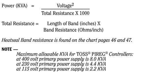 TOSS heat seal power transformer size in kva