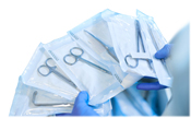 dental tools in heat sealed pouch